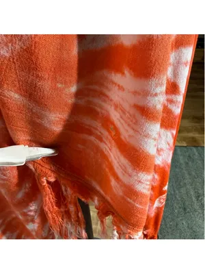 Vintage gauze cotton boho dress tie dye asymmetrical beach cover up fringes S M thumbnail 9