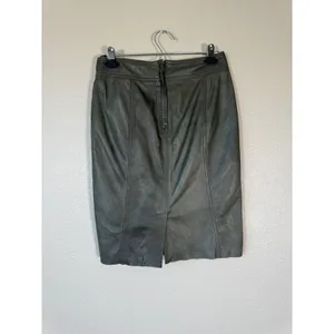 Lucky Brand Olive Green Lambs Leather Mini Skirt Womens S Preppy Dark Academia thumbnail 9