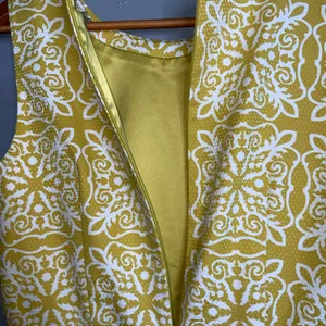 Boden Mustard Yellow Patterned Sleeveless Midi Sheath Classic Dress Size 6 thumbnail 9
