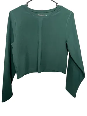 Abercrombie & Fitch Soft A&F Collection Green Cropped Fitted Long Sleeve T-Shirt thumbnail 1