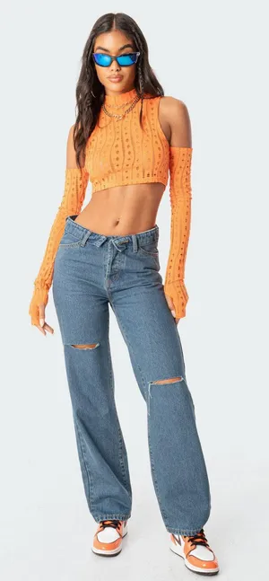 Edikted Raquel Folded Jeans thumbnail 1