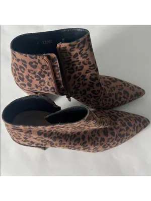Stuart Weitzman Pure Pointed Toe Animal Leopard Print Thin Block Heel Booties 7 thumbnail 8