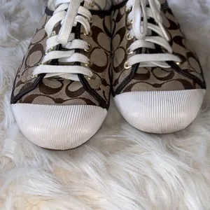 Coach Poppy Zorra Khaki Brown Signature Multicolor Tattersall Sneakers Size 8.5 thumbnail 3