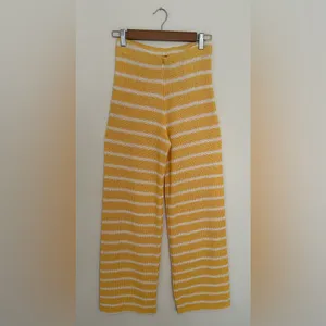 Zara Yellow Striped Wide Leg Pants thumbnail 3