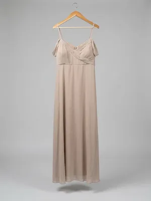 Birdy Grey Spence Convertible Maxi Dress Bridesmaid taupe Chiffon Sz L NWT thumbnail 3