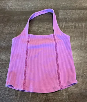 American Eagle Ribbed Halter Tank Top with Lace Details thumbnail 1