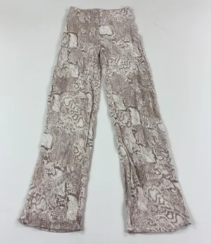 Anthropologie Pants Womens XS Beige Animal Print Dress Wide Leg Viscose Zip thumbnail 1