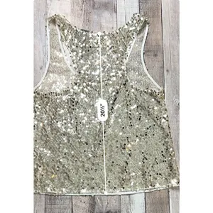 Abercrombie and Fitch Gold Sequin Tank Racer Top‎ LARGE Holiday Party NWT $88 thumbnail 7