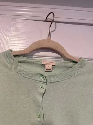 J. Crew Size S Mint Green Cotton Crew Neck Long Sleeve Button Caryn Cardigan thumbnail 2