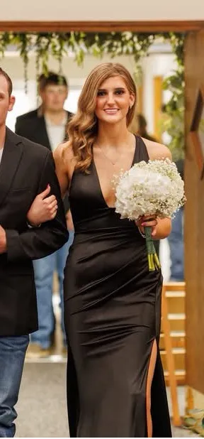 Black satin dress Size 4 thumbnail 3