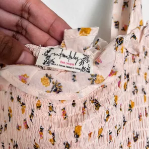 Intimately Free People Cream Floral Bella‎ Smocked Mini Dress XS thumbnail 5