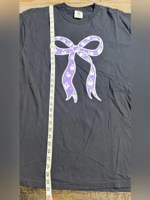 Comfort Colors Black Tee with Purple Ghost Bow Graphic thumbnail 5