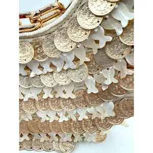 Sardine & Coin Beaded Embellished Shoulder Clutch Purse Wallet Viral 7.5” X 7” thumbnail 4