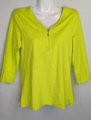 L-RL Lauren Active Lime Green 1/4 Zip Pullover Sweatshirt Womens M Performance‎ thumbnail 1