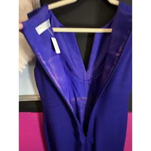 Trina‎ Turk Royal Blue Notched V-Neck Sunburst Pleat Sheath Dress Size 4 thumbnail 6