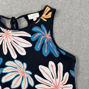 LOFT OUTLET Women's Large Floral Leaf Print Sleeveless Tie Back Tank Top thumbnail 2