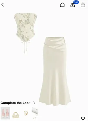 Cider Cream Satin Skirt Corset Top Set thumbnail 1