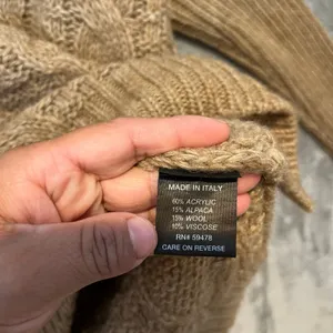 Cozy Chunky Knit Turtleneck Sweater Cable Knit, Slouchy‎ Fit Brown Alpaca Wool S thumbnail 6