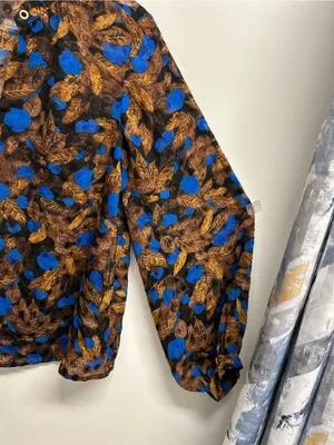 Marc New York Floral Burnout Balloon-Sleeve Blouse - Blue/Brown thumbnail 4