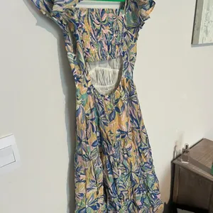 &merci Love Forever Floral Print Cut Out‎ Back Midi Dress Blue Multi M thumbnail 13