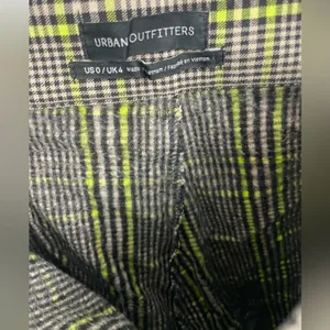 Urban Outfitters Black Green Checked Plaid Cropped‎ Flare Pants thumbnail 10