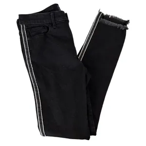 Abercrombie Black Harper Low Rise Ankle Jeans Silver Stripe Sz 6L thumbnail 1