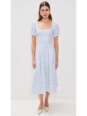 NWT Reformation Coucou in Hanna Floral Linen Puff Sleeve Midi Dress 12 $278 thumbnail 2