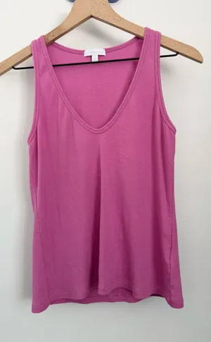beyond yoga medium rib v neck tank hibiscus pink orchid lounge comfy thumbnail 1