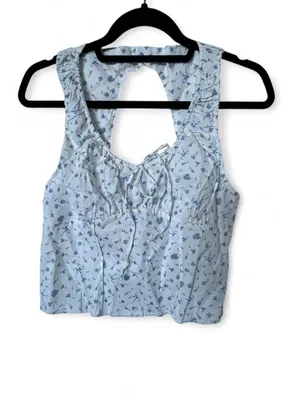 White Floral Coquette Sleeveless Tank Top thumbnail 2