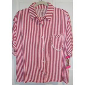 Betsey Johnson Heart Patch Cabana Button Up Shirt & Shorts Cover-up Set thumbnail 5