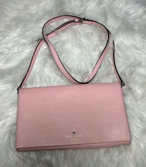 Kate Spade Pink Clutch Crossbody New Canvas Gold Plated thumbnail 1