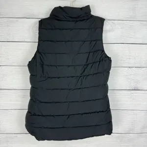 Banana Republic Black Puffer Vest‎ Women's Size Small Faux Fur Hood Ski Outdoor thumbnail 7