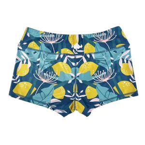 Wodbottom Blue Yellow Lemon Print‎ Shorts 2.5" CrossFit Workout Size Medium thumbnail 2