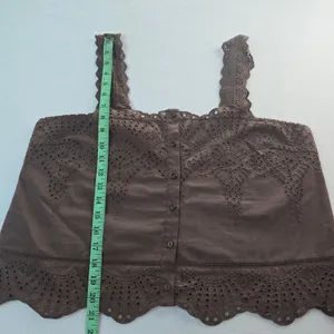 Joie Brown Eyelet Embroidered Scalloped Button Front Cotton Camisole Tank Top‎ L thumbnail 6