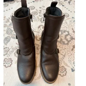 Brave Gentleman Brown faux vegan leather combat style boots Size 37 US 6.5 thumbnail 4