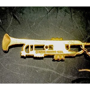 Vintage Trumpet Dangle Earrings Goldtone 2 “, Future Primitive USA Music Lover thumbnail 4