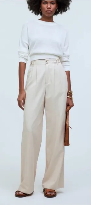 Madewell Harlow Wide Leg Pants in Drapey Twill - Harvest Moon Size 8 thumbnail 1