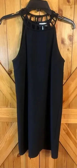 Monteau Women’s Sleeveless Black Dress Lattice Cutout Neckline Size XS (5717) thumbnail 1