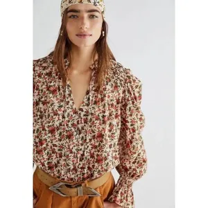 Free People Meant‎ To Be Vintage Floral Blouse Top size small thumbnail 2