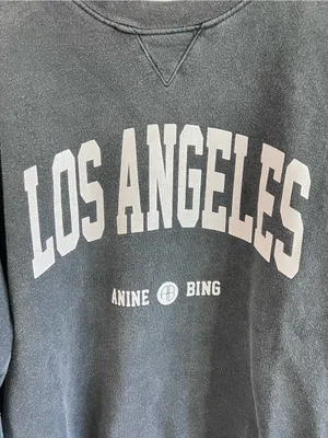 Anine Bing Women's Los Angeles French Terry Pullover Sweatshirt Grey Logo thumbnail 4