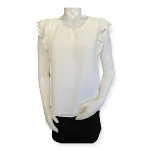 J. Crew Womens white flutter sleeve key-hole blouse thumbnail 6