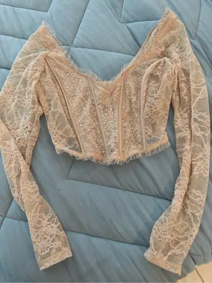Victoria's Secret Blush Lace Beaded Corset Crop Top thumbnail 2