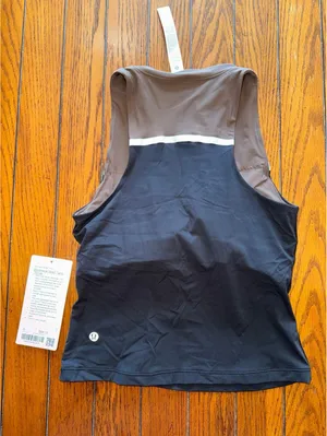 Lululemon Mockneck Shelf Tank Stripe Black/Walnut Crunch Padded Size S/6 NWT thumbnail 2