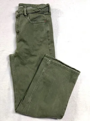Old Navy 10 Tall 32x32 Sky-Hi Wide Leg Olive Green Extra High Rise Jeans Boho thumbnail 1
