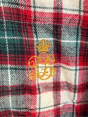 Ralph Lauren Plaid Flannel Sleep Shirt Medium Red Green Gold thumbnail 3