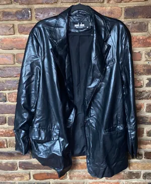 New NWOT Mark Alan Black Faux Leather Open Front Jacket Coat Women's Size 1X thumbnail 1