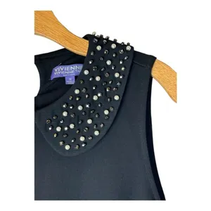 Vivienne Tam Dress Women Medium Black Peter Pan Jeweled Collar A‎ Line Cocktail thumbnail 5