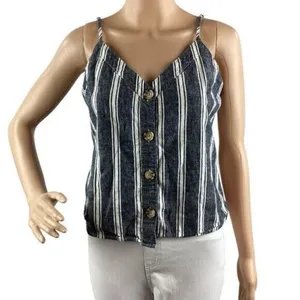 ✨Abercrombie Striped Linen Button Front Sz Large Tank✨ thumbnail 3