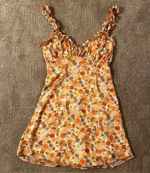 Beginning Boutique Yellow and Orange Floral Dress thumbnail 1