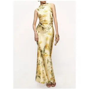 Reformation Anaiis Silk Maxi Dress Honeyglow Yellow Floral Cocktail Party Size 2 thumbnail 4